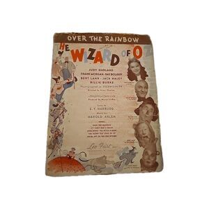 Vintage Songs Sheet Music Wizard of Oz Over The Rainbow Judy Garland 1939